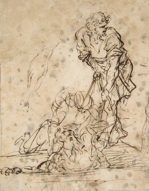 Digital Print - Studies for a Figure Lifted from a Grave or Pit by Cords. by Salvator Rosa