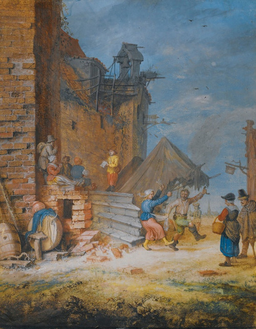 Digital Print - Peasants Dancing And Singing By A Crumbling Castle by Gerrit Adriaensz. de Heer