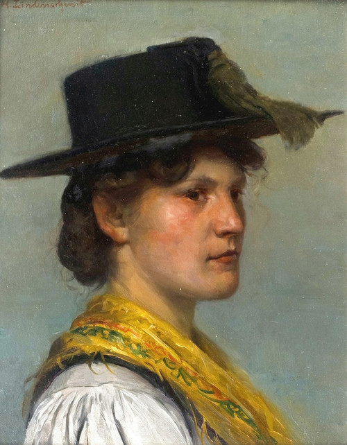 Digital Print - Bauernmdchen in Tracht by Hermann Lindenschmit