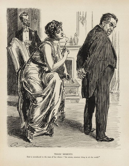 Digital Print - Tragic moments - Dad is introduced to the man of her choice by Charles Dana Gibson