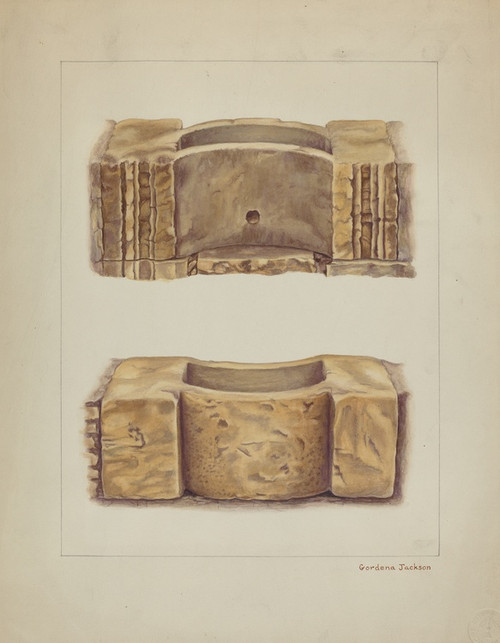 Digital Print - Carved Stone Wash Basin at Carmel Mission by Gordena Jackson