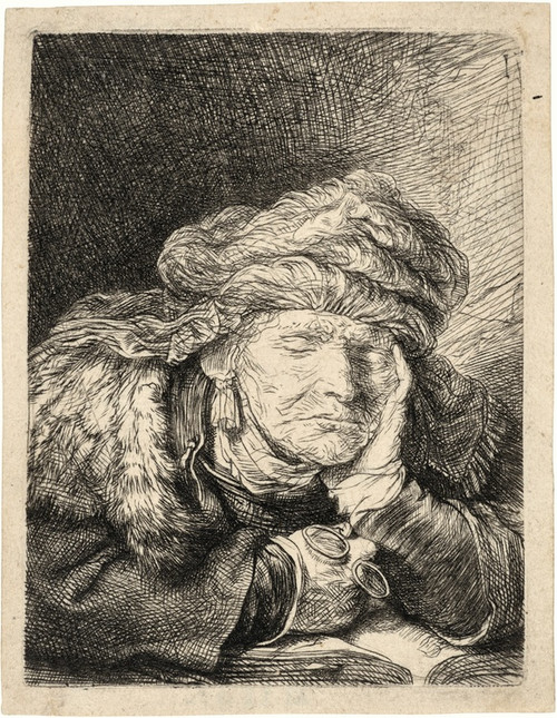 Digital Print - Old Woman sleeping by Rembrandt van Rijn