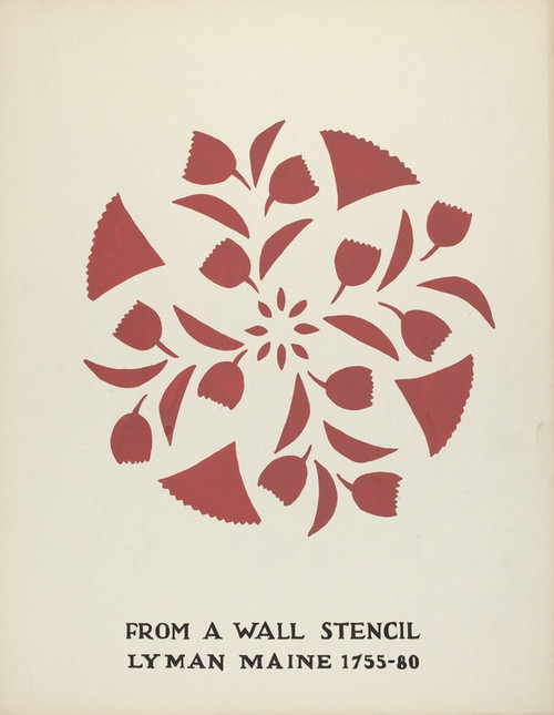 Digital Print - Design from Lyman, Maine 1755-1780 - From Proposed Portfolio Maine Wall Stencils by Mildred E. Bent