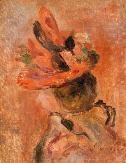 Digital Print - Woman's Head with Red Hat by Pierre-Auguste Renoir