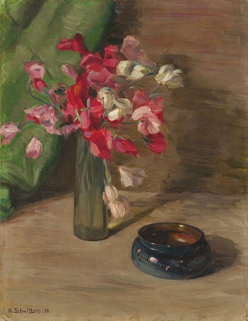 Digital Print - Ohne Titel (Stilleben mit roten Blumen) by Kurt Schwitters