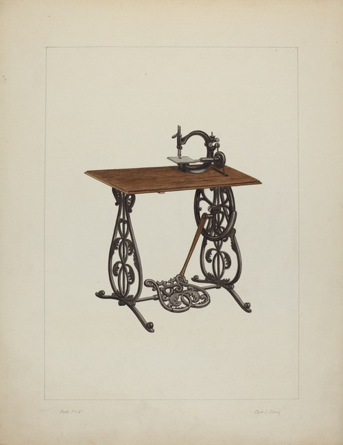 Digital Print - Sewing Machine by Clyde L. Cheney