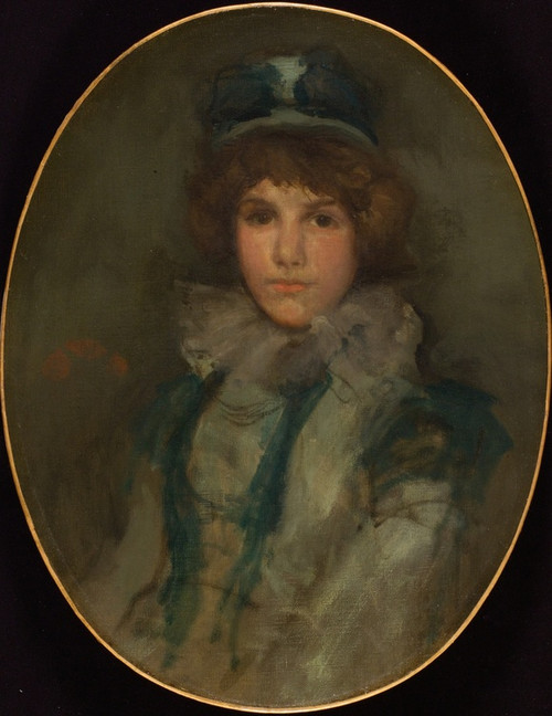 Digital Print - Blue and Coral; The Little Blue Bonnet by James Abbott McNeill Whistler