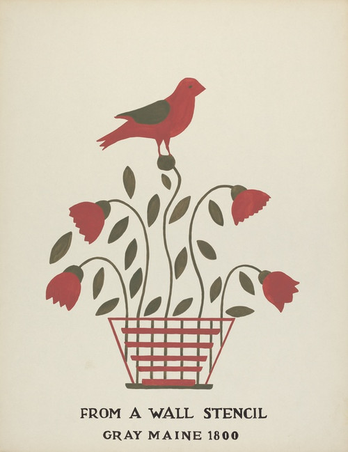 Digital Print - Design from Gray, Maine 1800 (no. 2) - From Proposed Portfolio Maine Wall Stencils by Mildred E. Bent