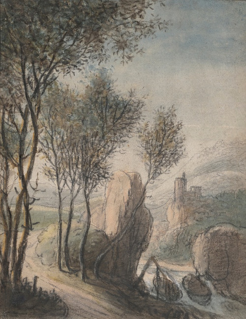 Digital Print - River Landscape with a Castle in the Distance by Antonie Waterloo