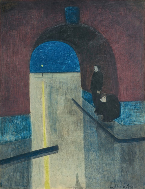 Digital Print - Un homme et une femme s'abritant sous une voute des Drie Gapers, Ostende by Lon Spilliaert