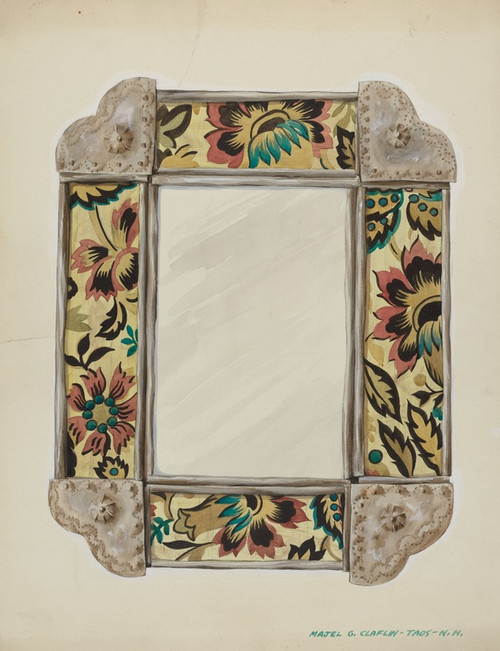 Digital Print - Mirror, Framed with Wall Paper Panels, Bordered in Tin by Majel G. Claflin