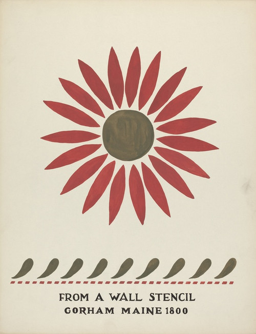 Digital Print - Design from Gorham, Maine 1800 - from Proposed Portfolio Maine Wall Stencils by Mildred E. Bent