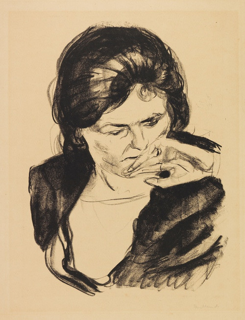 Digital Print - Frauenkopf mit der Hand am Mund by Edvard Munch