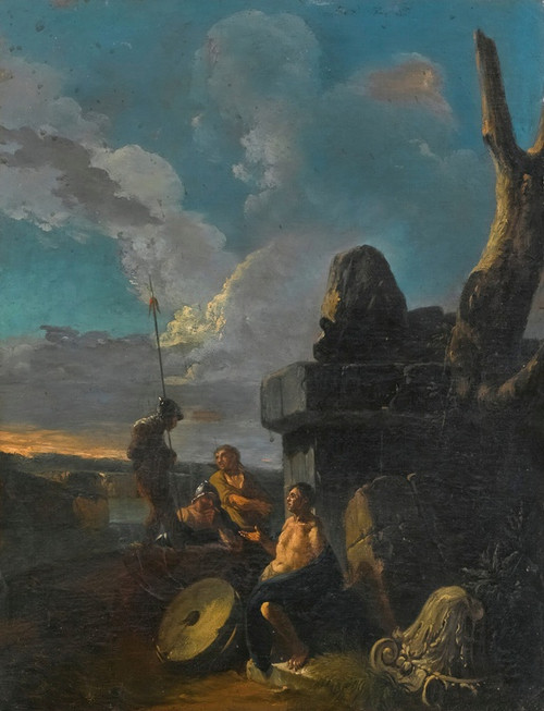 Digital Print - Soldiers Conversing By Roman Ruins by After Andrea Locatelli