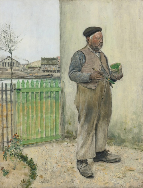 Digital Print - Bonhomme venant de peindre sa barrire(Man Having Just Painted His Fence) by Jean Franois Raffalli