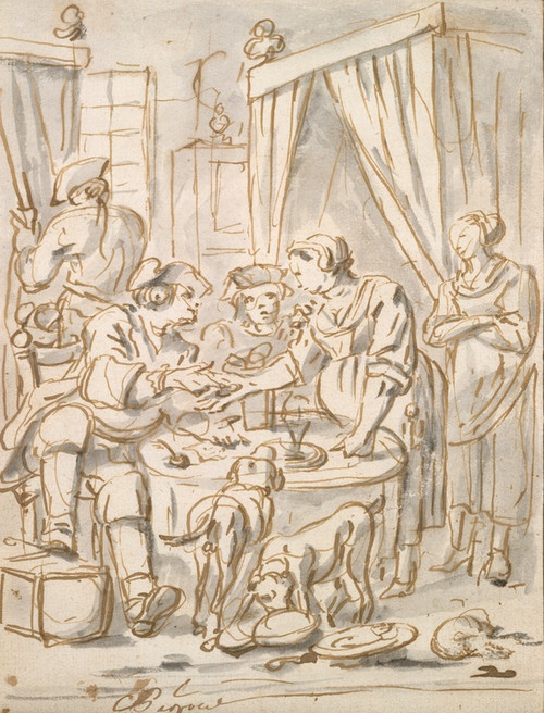 Digital Print - Interior Scene with Soldiers at a Table by Charles Parrocel