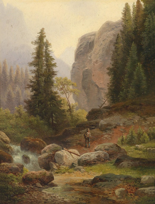 Digital Print - Jger im Hochgebirge by Carl Hasch