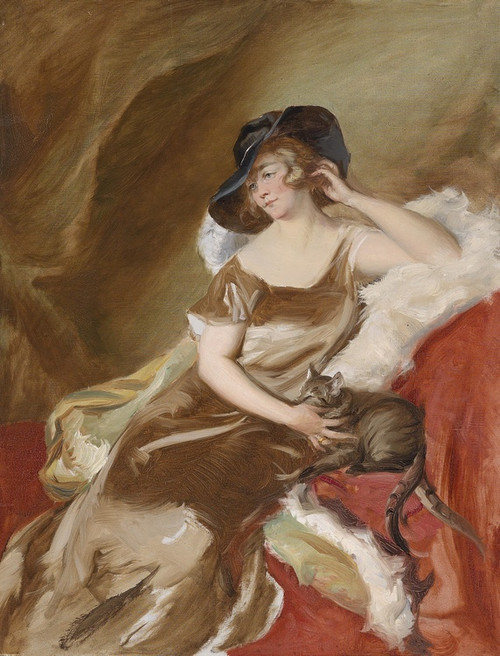 Digital Print - Bildnis einer Dame mit Katze by Adolf Pirsch