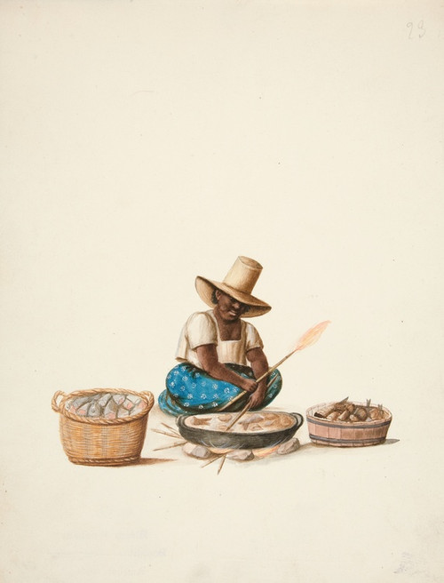 Digital Print - Indian Woman Cooking Fish by Francisco Fierro