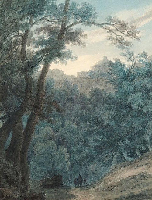 Digital Print - Ariccia (Wooded Landscape And Monastery) by John Robert Cozens
