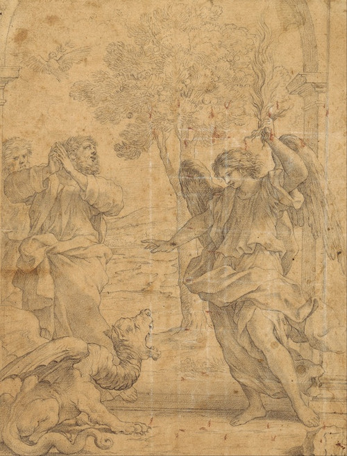 Digital Print - Archangel Uriel and the Dragon by Giovanni Francesco Romanelli