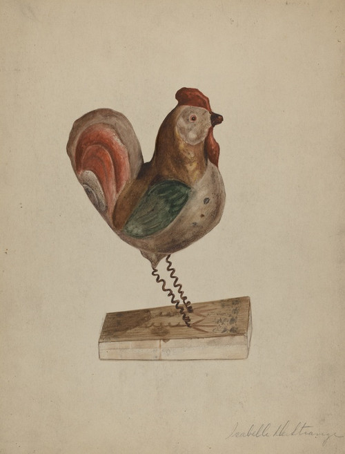 Digital Print - Pa. German Toy Rooster with Bellows by Isabelle De Strange Digital Print - Pa. German Toy Rooster with Bellows by Isabelle De Strange
