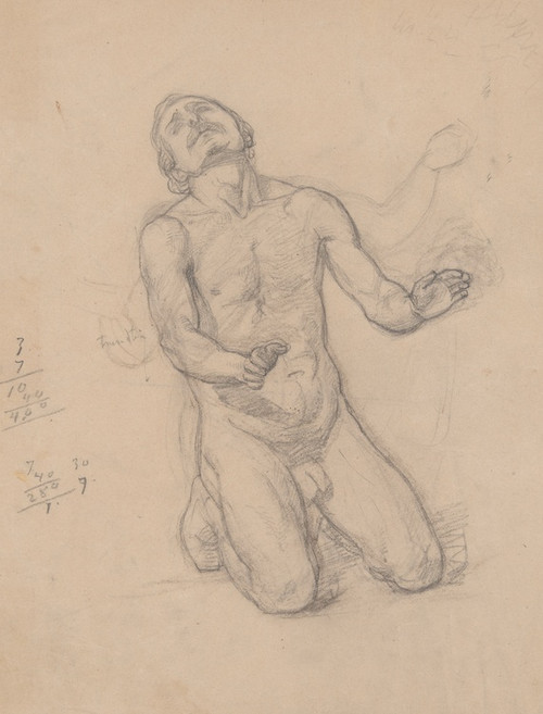 Digital Print - Nude study to the figure of St. Matthias to the painting 'Martyrdom of St. Matthias' by Jzef Simmler
