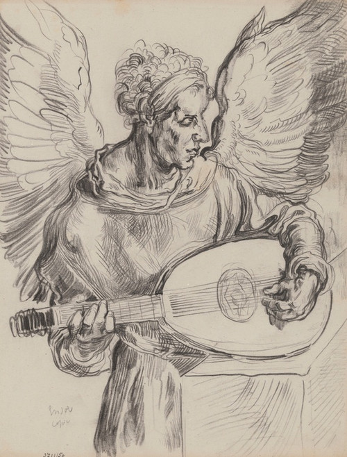 Digital Print - Seraph playing Lute by James Ensor