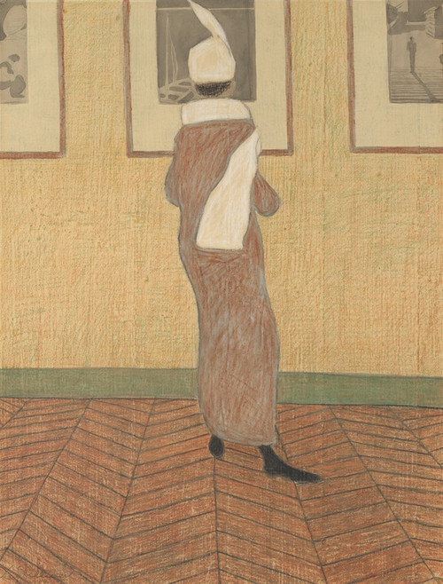 Digital Print - Dame in expositie by Lon Spilliaert