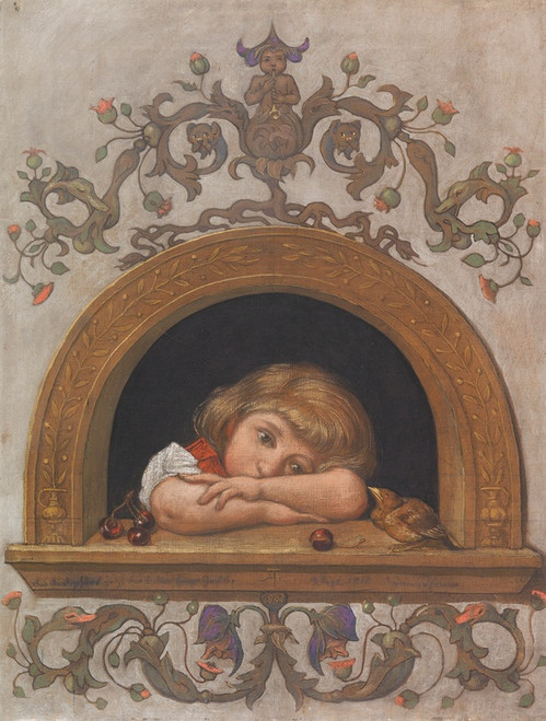 Digital Print - Ella am halbrunden Fenster by Hans Thoma