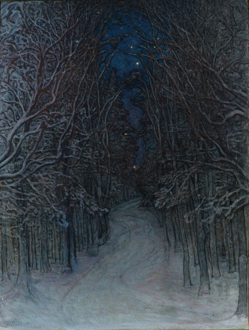 Digital Print - Winter Night in the Forest by Otto Hesselbom Digital Print - Winter Night in the Forest by Otto Hesselbom