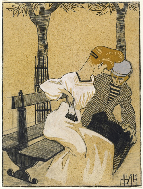 Digital Print - Man and Woman on Bench by Juan Gris
