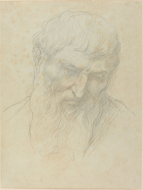 Digital Print - Head of a Man with Curly Hair and Beard by Alphonse Legros