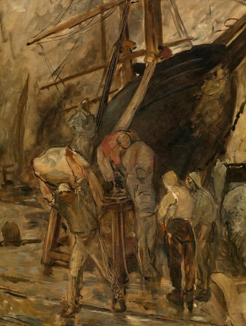 Digital Print - Unloading a Sailing Ship by Constantin Meunier