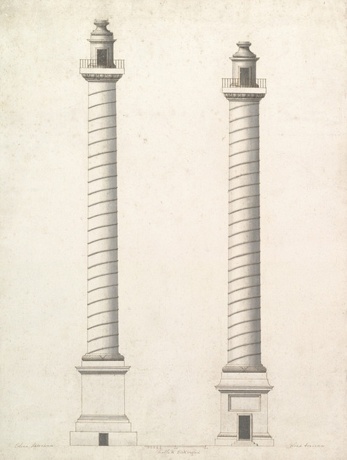 Digital Print - Elevation of Column of Antoninus Pius and Elevation of Column of Trajan by Antonio Maria Visentini