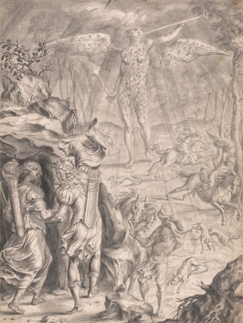 Digital Print - Dido and Aeneas Sheltering in a Cave by Francis Cleyn