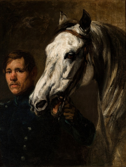 Digital Print - Stable Boy Holding the Horse by the Bridle by Piotr Michaowski Digital Print - Stable Boy Holding the Horse by the Bridle by Piotr Michaowski