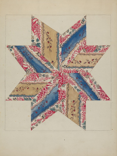 Digital Print - Quilt Applique (Stars) by American 20th Century