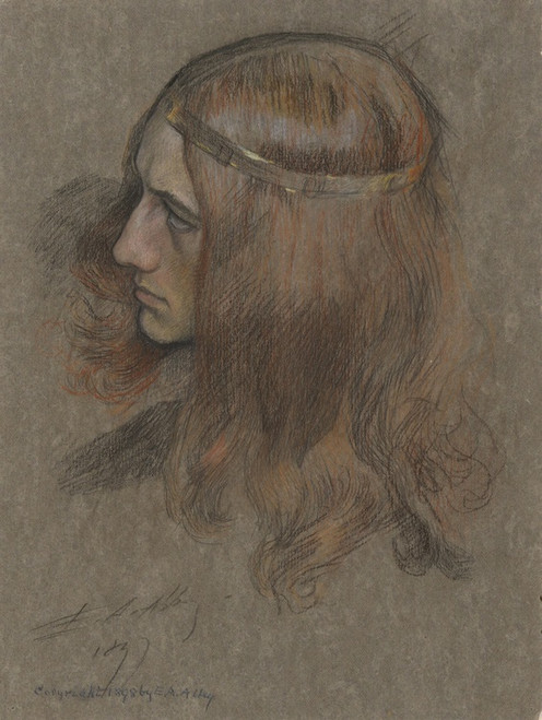 Digital Print - Study for the Head of Hamlet, for The Play Scene, in Hamlet by Edwin Austin Abbey