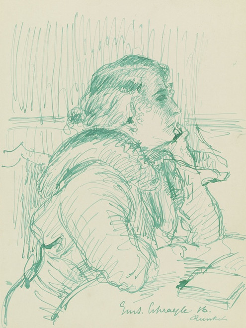 Digital Print - Dame, das Kinn in die Hand sttzend by Gustav Schraegle Digital Print - Dame, das Kinn in die Hand sttzend by Gustav Schraegle