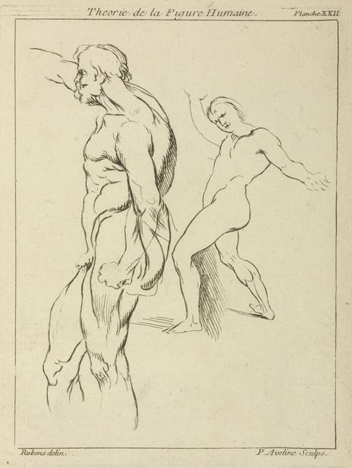 Digital Print - Two figures extending right arms by Peter Paul Rubens