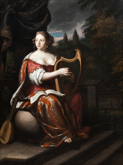 Digital Print - A Lady Playing the Harp by Martin Mytens