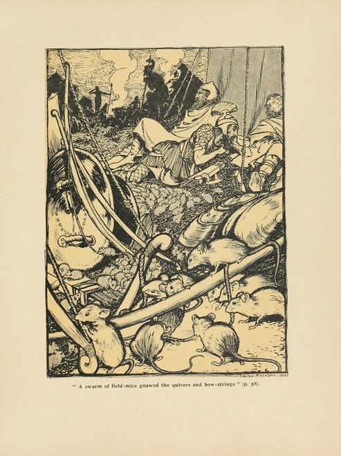 Digital Print - A swarm of field-mice gnawed the quivers and bow-strings by Arthur Rackham