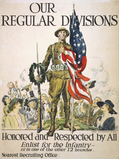 Digital Print - Our regular divisions, honored and respected by all Enlist for the infantry - or in one of the other 12 branches by James Montgomery Flagg