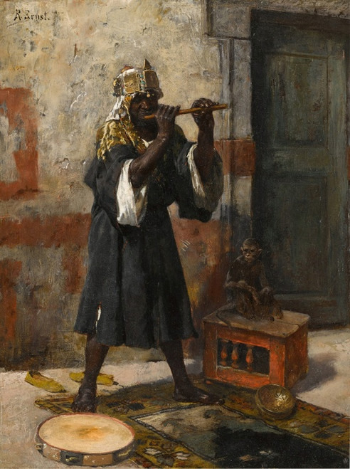 Digital Print - The Flute Player by Rudolf Ernst
