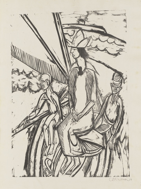 Digital Print - Frau und zwei Buben im Segelboot by Ernst Ludwig Kirchner