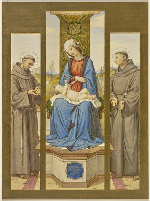 Digital Print - Madonna on the throne, next to Saints Francis and Anthony, as a triptych by Eduard von Steinle