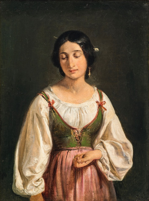 Digital Print - Standing Italian Woman. Study for A Goatherd Selling Milk by Wilhelm Marstrand