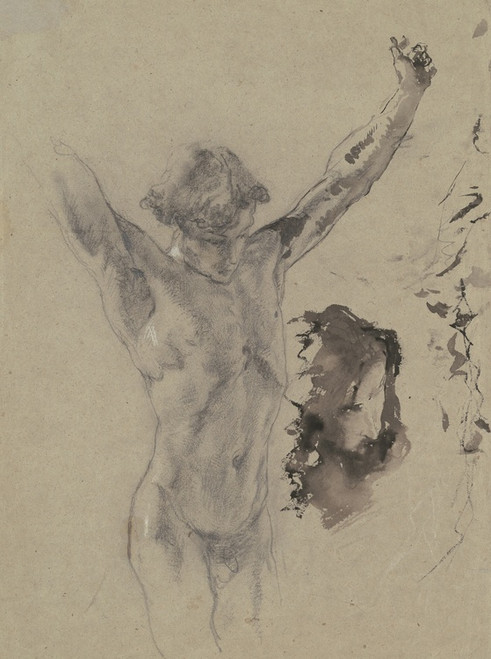 Digital Print - Study of the Figure and Head of Christ in 'Christ on the Cross and Mary Magdalene' by Mos Bianchi
