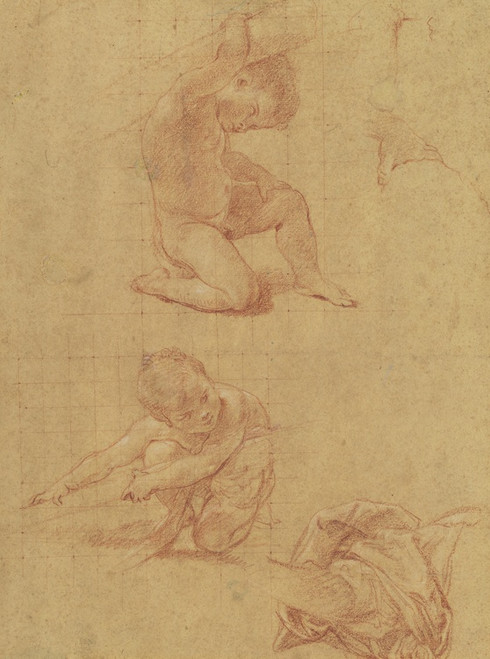 Digital Print - Two Nude Children Lifting a Cudgel by Pompeo Batoni